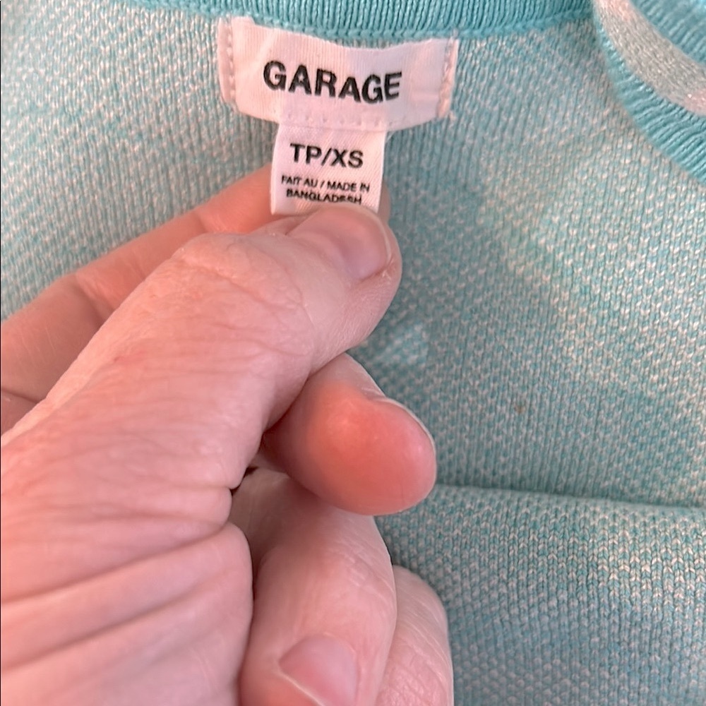 Garage Y2K Swirl Knit Crop Tank Top Aqua Blue XS Fitted Stretch Mermaidcore - Picture 11 of 11